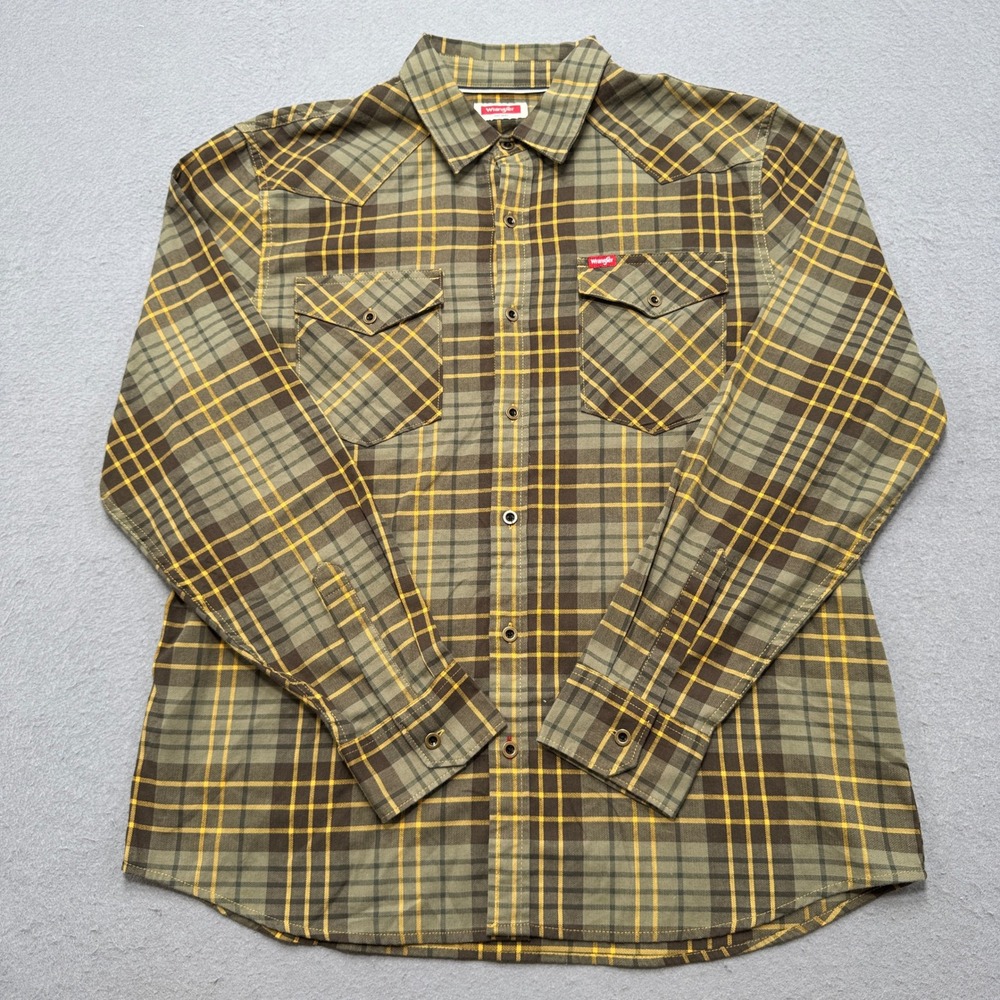 NEW Wrangler Western Shirt Men's Large Plaid Button Down Long Sleeve Workwear